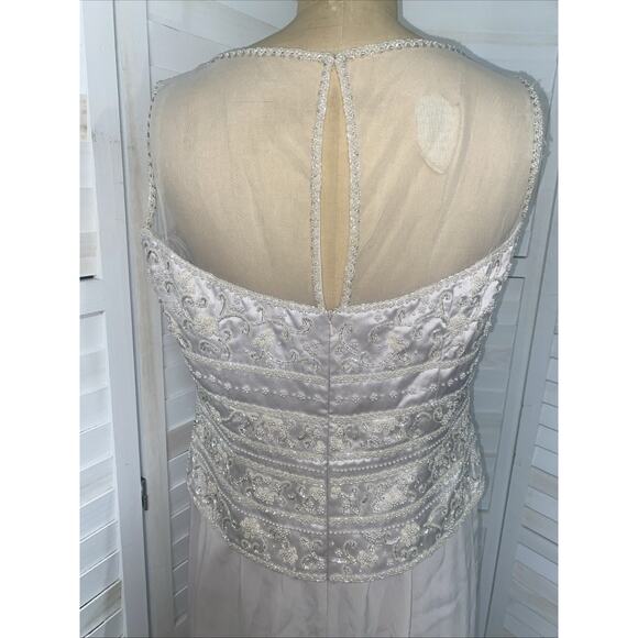 Cameron Blake by Mon Cheri Mother Of The Bride Dress Gown Beige Off White Sz 14 - Picture 7 of 13